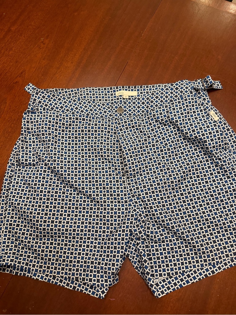 Onia Navy & White Geo Print Bermuda Shorts